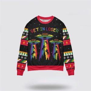 LGBT Alien Get In Loser Christmas Sweater…