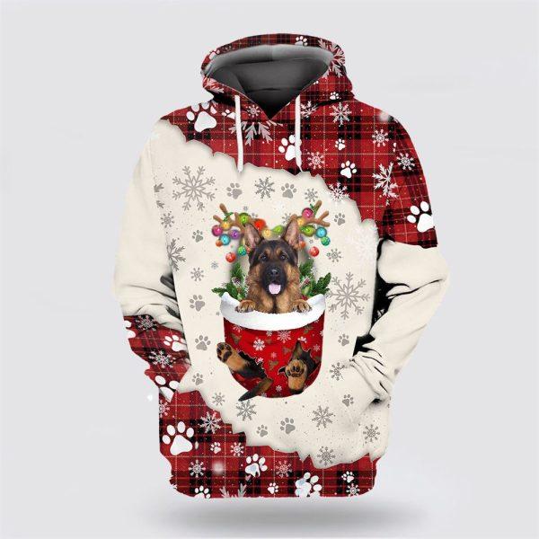 LONG HAIRed German Shepherd In Snow Pocket Merry Christmas All Over Print 3D Hoodie – Dog Lover Christmas Hoodie