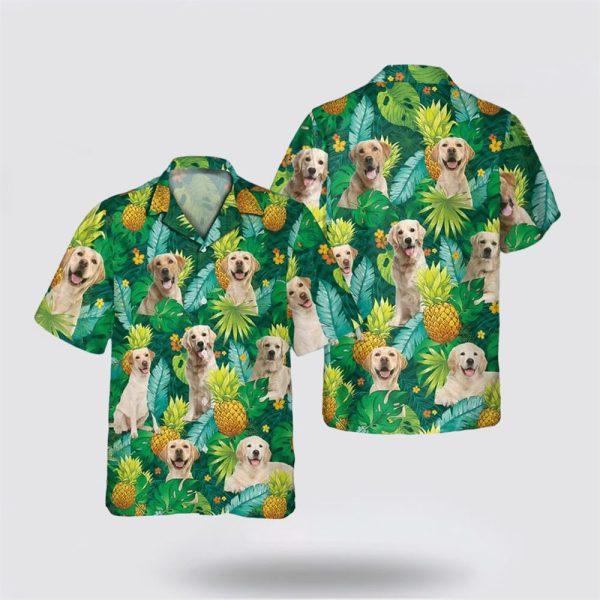 Labrador Dog Leaves Green Tropic Pattern Hawaiian Shirt – Gift For Dog Lover