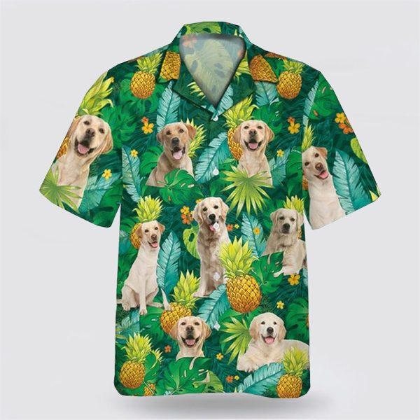 Labrador Dog Leaves Green Tropic Pattern Hawaiian Shirt – Gift For Dog Lover