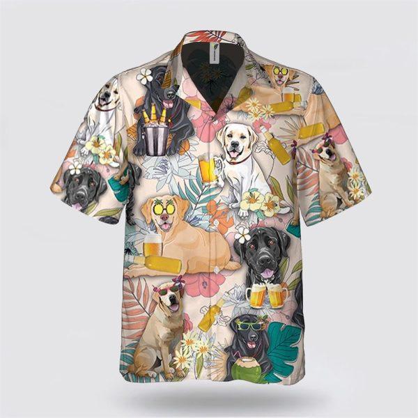 Labrador Dog With Yellow Beer Tropic Pattern Hawaiian Shirt – Gift For Dog Lover