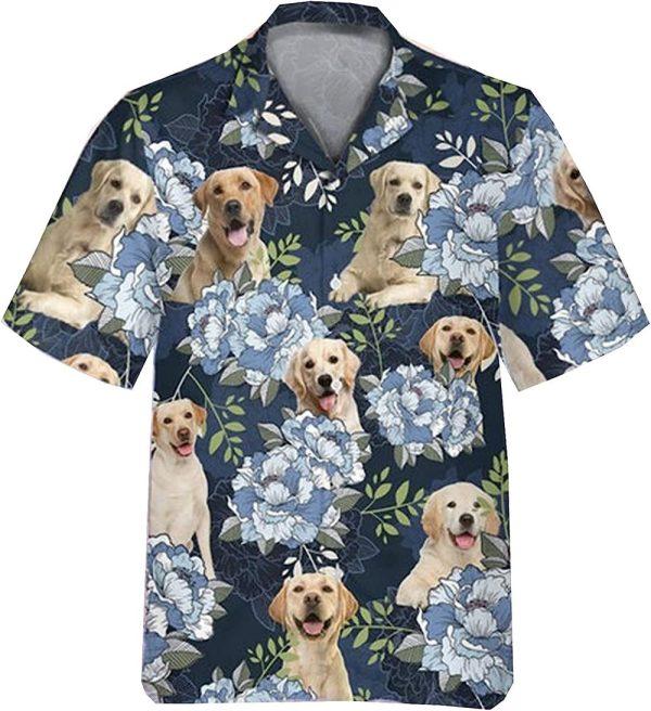 Labrador  On The Blue Flower Background Hawaiian Shirt – Pet Lover Hawaiian Shirts