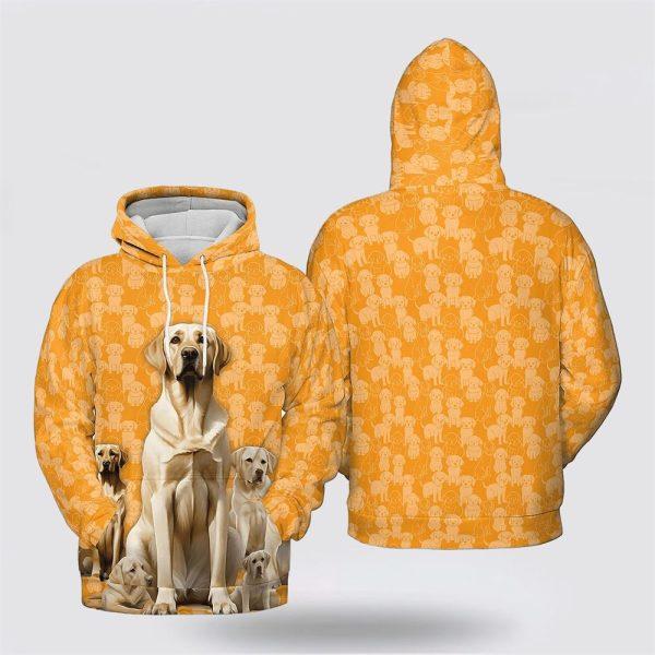 Labrador Retriever Dog On The Orange Background All Over Print Hoodie Shirt – Gift For Dog Lover