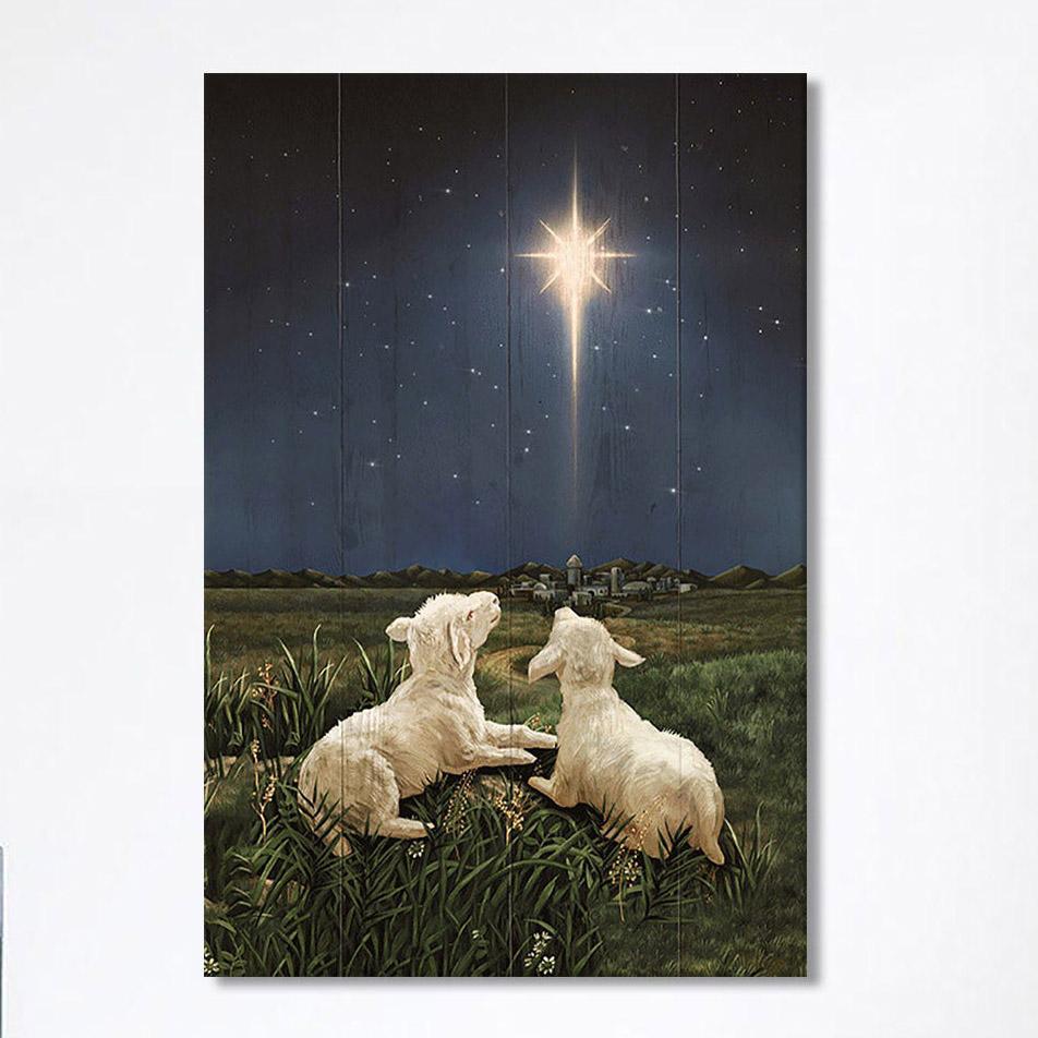 Lambs Look At The Light Star Of Bethlehem Canvas – Lion Canvas Print – Christian Wall Art Canvas – Religious Home Decor