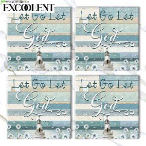 Let Go Let God Stone Coasters Coasters Gifts For Christian 3 Tee