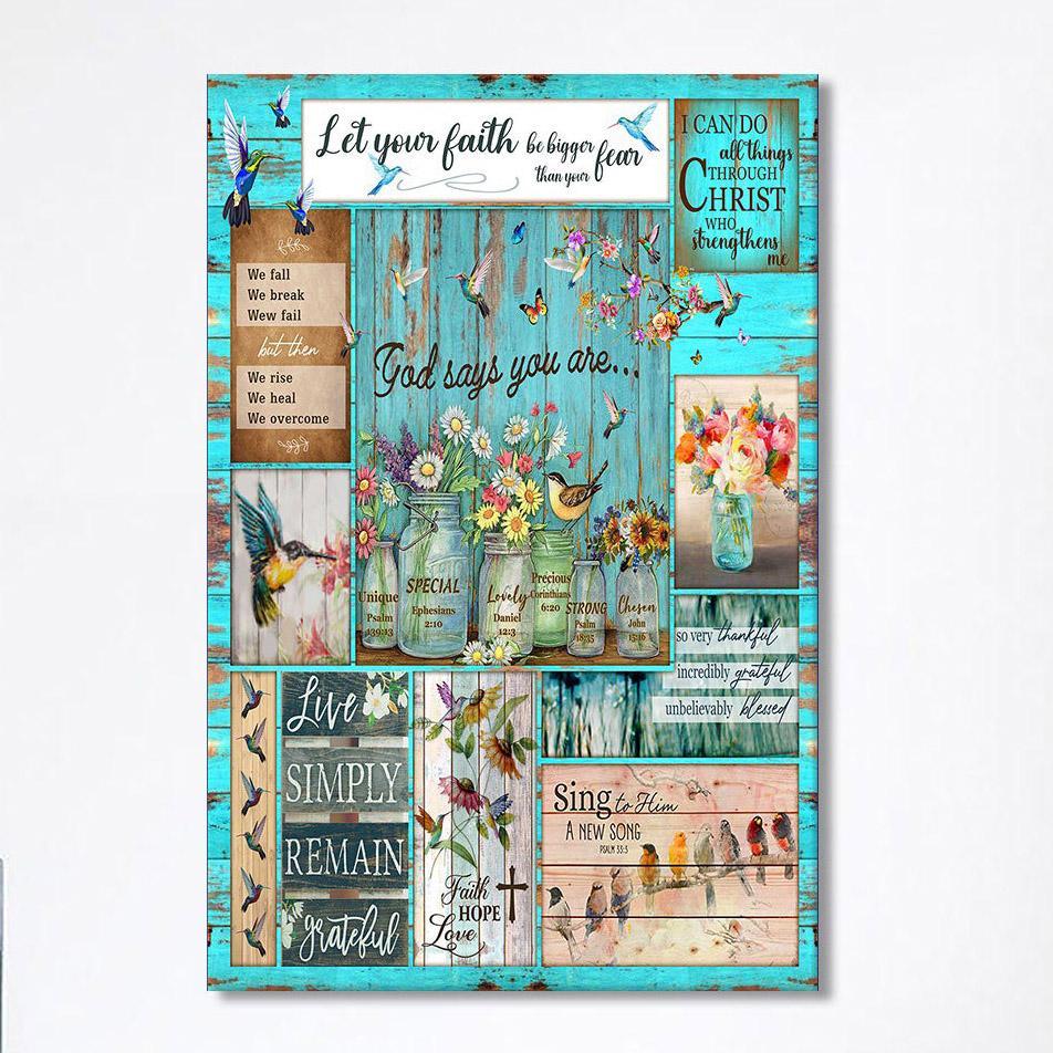 Let Your Faith Be Bigger Than Your Fear Humming Bird Canvas Wall Art – Christian Wall Canvas – Religious Wall Art