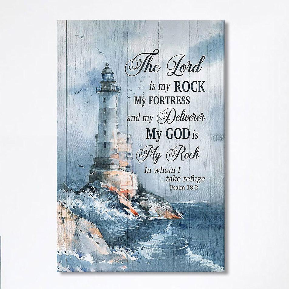 Lighthouse The Lord Is My Rock Canvas Art – Christian Art – Bible Verse Wall Art – Religious Home Decor Lighthouse The Lord Is My Rock Canvas Art – Christian Art – Bible Verse Wall Art – Religious Home Decor