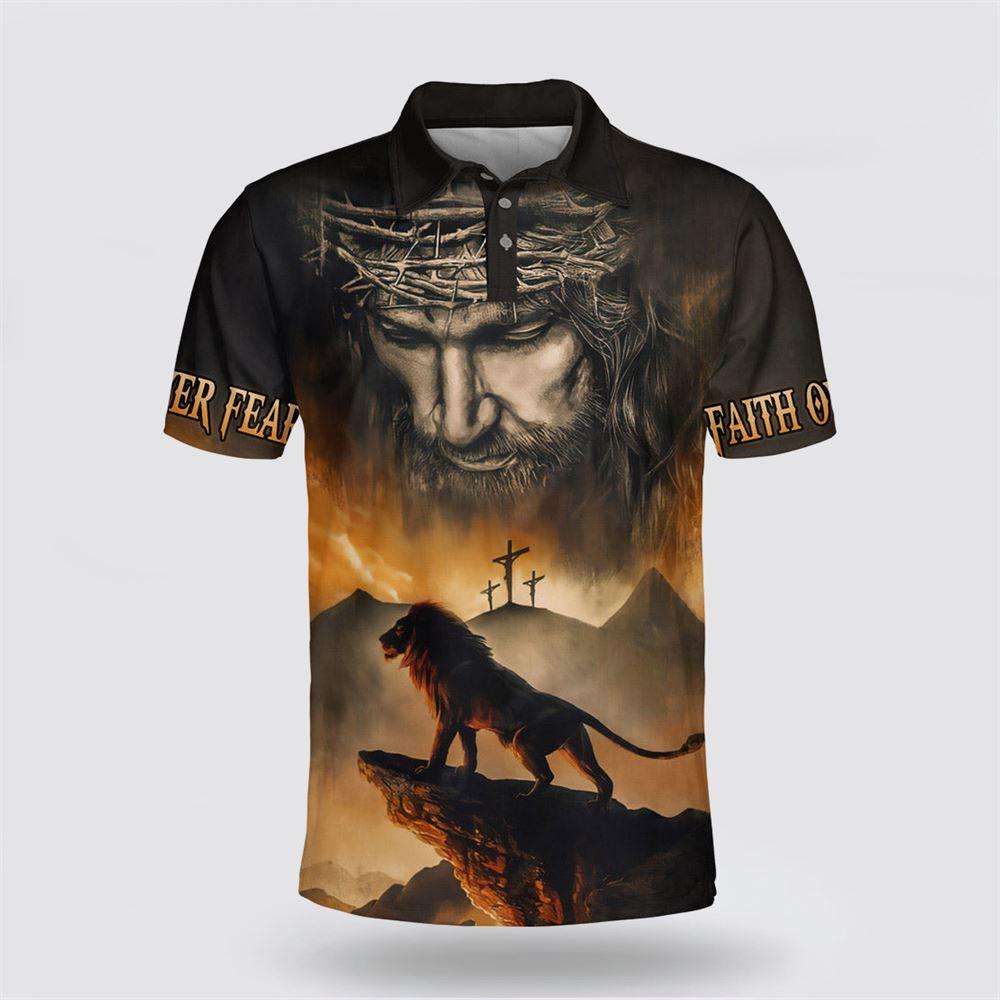 Lion And Jesus Christ Polo Shirt – Gifts For Christian Families