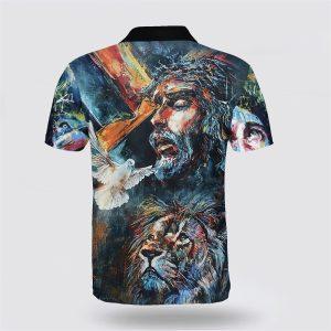 Lion And Jesus Picture Polo Shirt Gifts For Christian Families 2 xyvthh.jpg