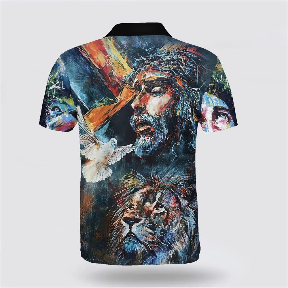 Lion And Jesus Picture Polo Shirt – Gifts For Christian Families Lion And Jesus Picture Polo Shirt – Gifts For Christian Families