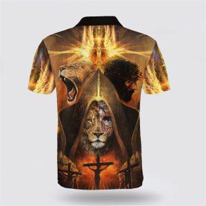 Lion And Jesus Potrait Polo Shirt Gifts For Christian Families 2 ofhbwm.jpg