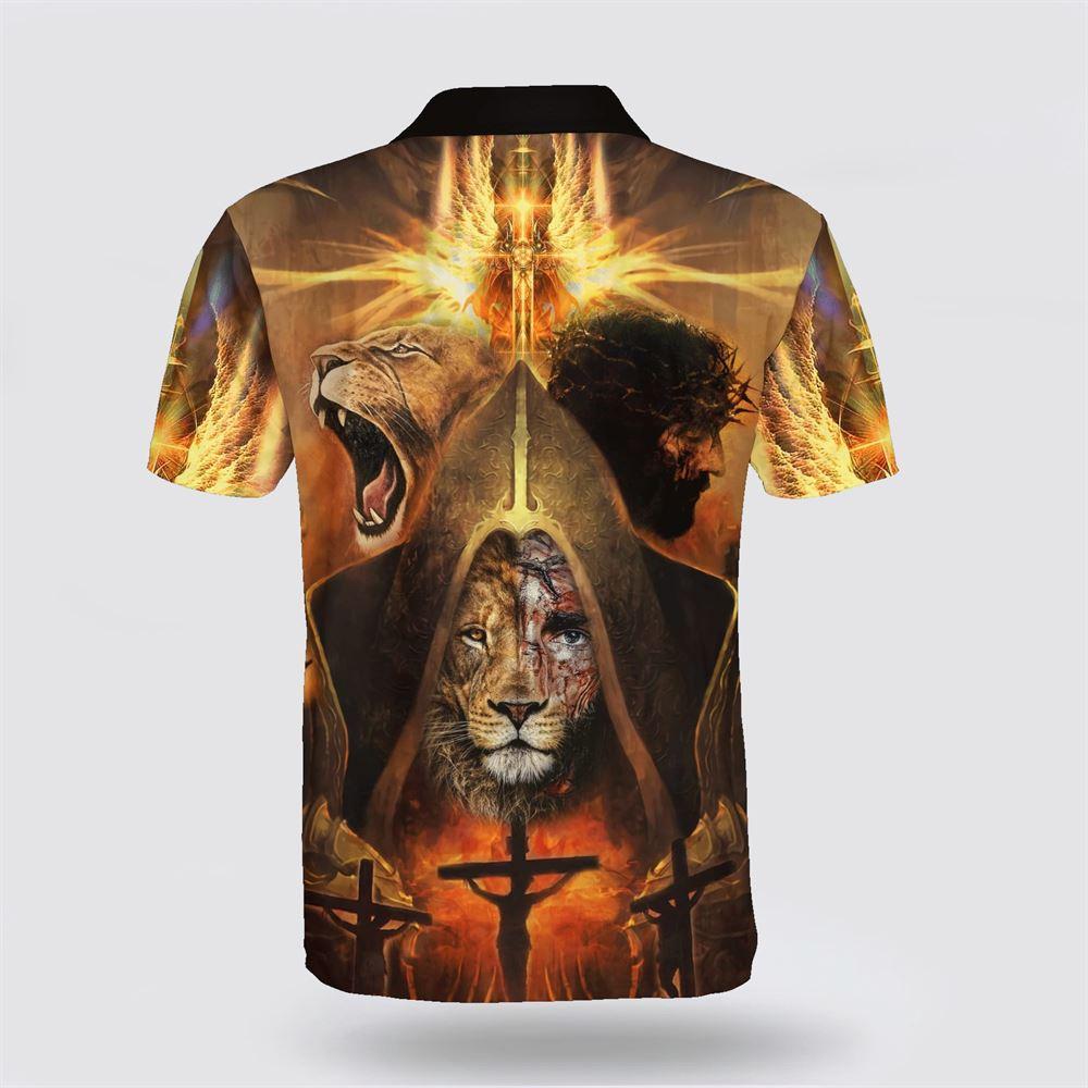 Lion And Jesus Potrait Polo Shirt – Gifts For Christian Families