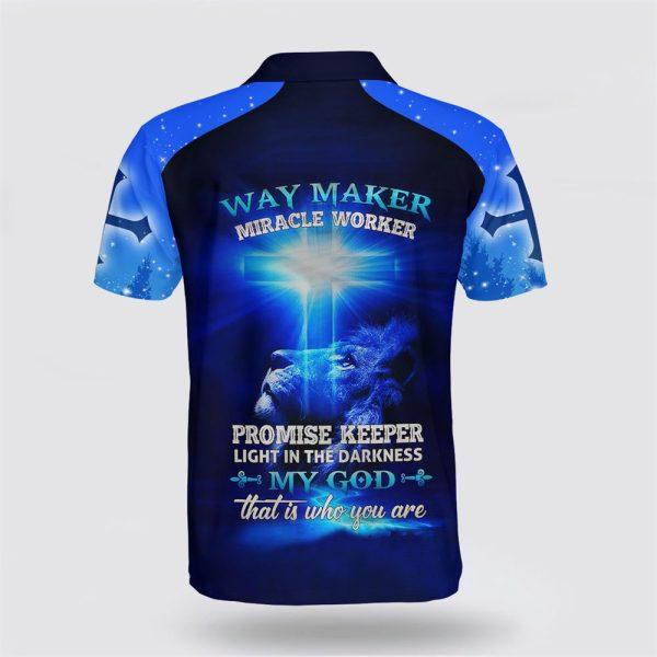 Lion And Jesus Way Maker Miracle Worker Promise Keeper Light Polo Shirt – Gifts For Christian Families