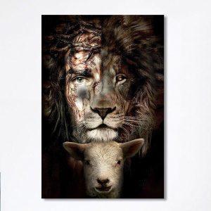 Lion And Lamb Canvas Wall Art Christian Wall Canvas Religious Wall Art tcidmx.jpg