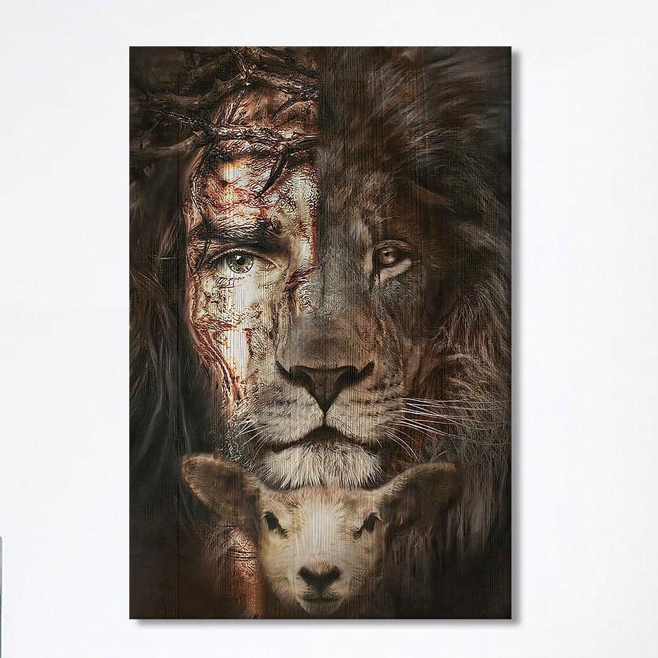 Lion And Lamb Canvas Wall Art Prints – Christian Wall Canvas – Religious Wall Art