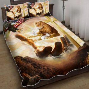 Lion And Lamb Cross American Quilt Bedding Set Christian Gift For Believers 1 uw1yg3.jpg