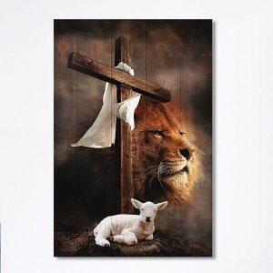 Lion And Lamb Of God Canvas Wall…