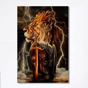 Lion And The Warrior Canvas Wall Art…