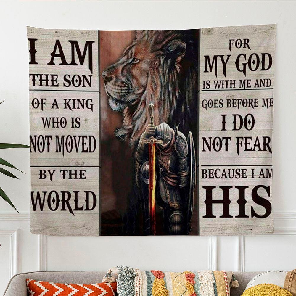 Lion And Warrior Tapestry I Am The Son Of A King Wall Art Decor – Tapestries Gifts For Christian Families