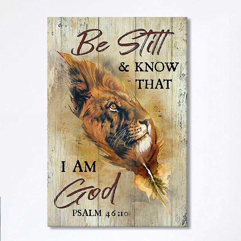 Lion Be Still And Know That I Am God Canvas – Lion Canvas Print – Christian Wall Art Canvas – Religious Home Decor
