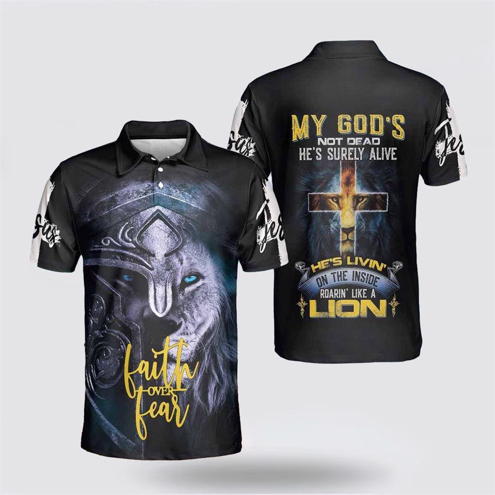 Lion God Inside Faith Over Fear Lion Jesus Polo Shirts – Gifts For Christian Families Lion God Inside Faith Over Fear Lion Jesus Polo Shirts – Gifts For Christian Families