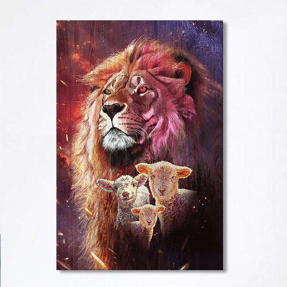 Lion Head Lamb Of God Lion Of Judah Canvas Art – Christian Art – Bible Verse Wall Art – Religious Home Decor