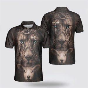 Lion Lamb Of God Jesus Polo Shirts Gifts For Christian Families 1 hokadv.jpg