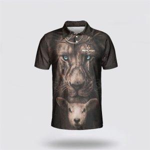 Lion Lamb Of God Jesus Polo Shirts Gifts For Christian Families 2 onz8zn.jpg