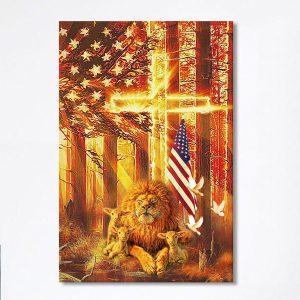 Lion & Lambs Canvas Wall Art –…