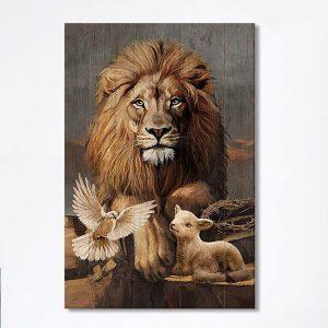 Lion Little Lamb And Beautiful Dove Canvas…