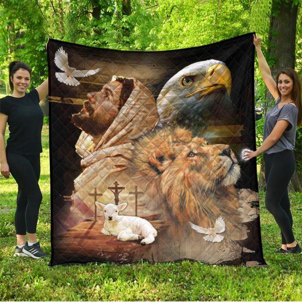 Lion Of Judah,Dove,Eagle Christian Quilt Blanket – Gifts For Christians