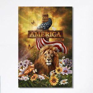 Lion Of Judah God Bless America Canvas…