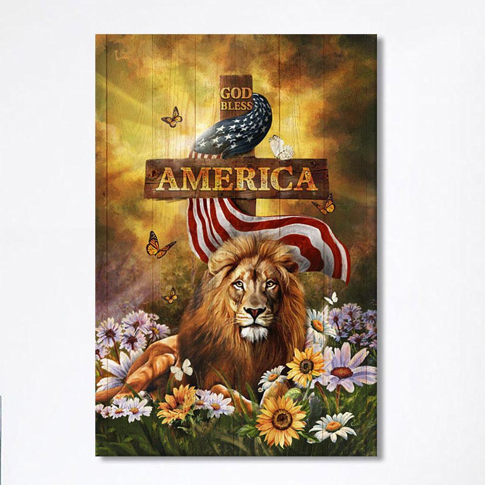 Lion Of Judah God Bless America Canvas – Lion Canvas Print – Christian Wall Art Canvas – Religious Home Decor Lion Of Judah God Bless America Canvas – Lion Canvas Print – Christian Wall Art Canvas – Religious Home Decor