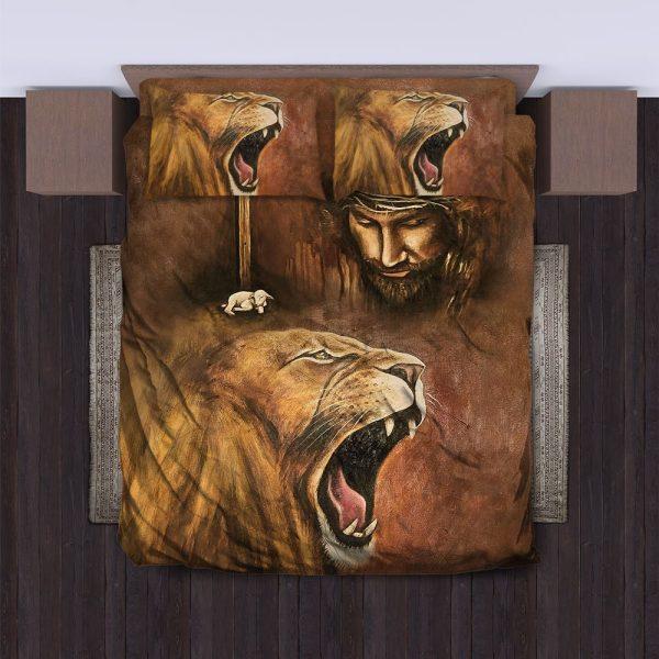 Lion Of Judah Lamb Christian Quilt Bedding Set – Christian Gift For Believers