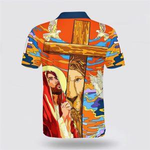 Lion Pray With Jesus On The Cross Polo Shirt Gifts For Christian Families 2 c7nqnj.jpg
