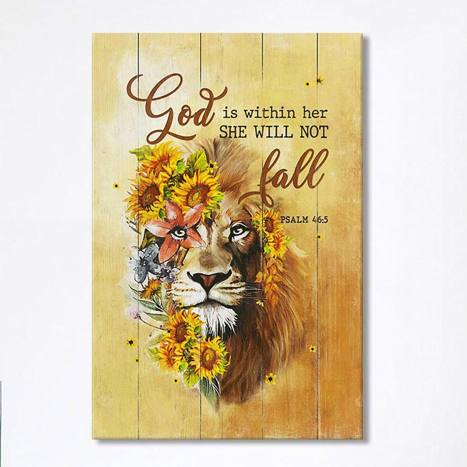 Lion Sunflower God Is Within Her She Will Not Fall Canvas Wall Art – Christian Canvas Prints – Bible Verse Canvas Art Lion Sunflower God Is Within Her She Will Not Fall Canvas Wall Art – Christian Canvas Prints – Bible Verse Canvas Art