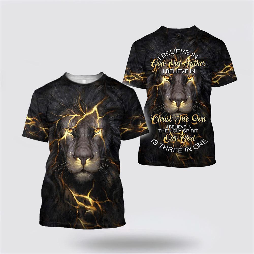 Lion Thunder I Beleive In God Our Father Jesus All Over Print 3D T Shirt – Gifts For Christian Friends Lion Thunder I Beleive In God Our Father Jesus All Over Print 3D T Shirt – Gifts For Christian Friends