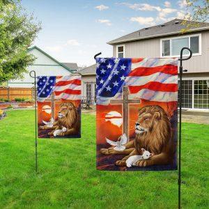 Lion and Lamb Christian Cross American Flag 3