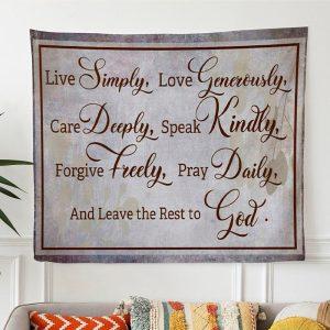 Live Simply Love Generously Tapestry Wall Art…