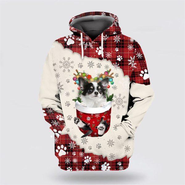 Long haiRed White Chihuahua In Snow Pocket Merry Christmas All Over Print 3D Hoodie – Dog Lover Christmas Hoodie