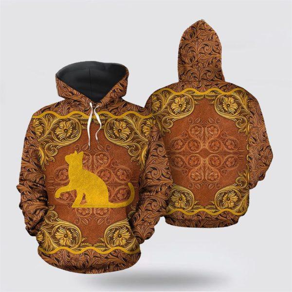 Love Cat Antique Golden Christmas All Over Print Hoodie – Cat Lover Christmas Hoodie