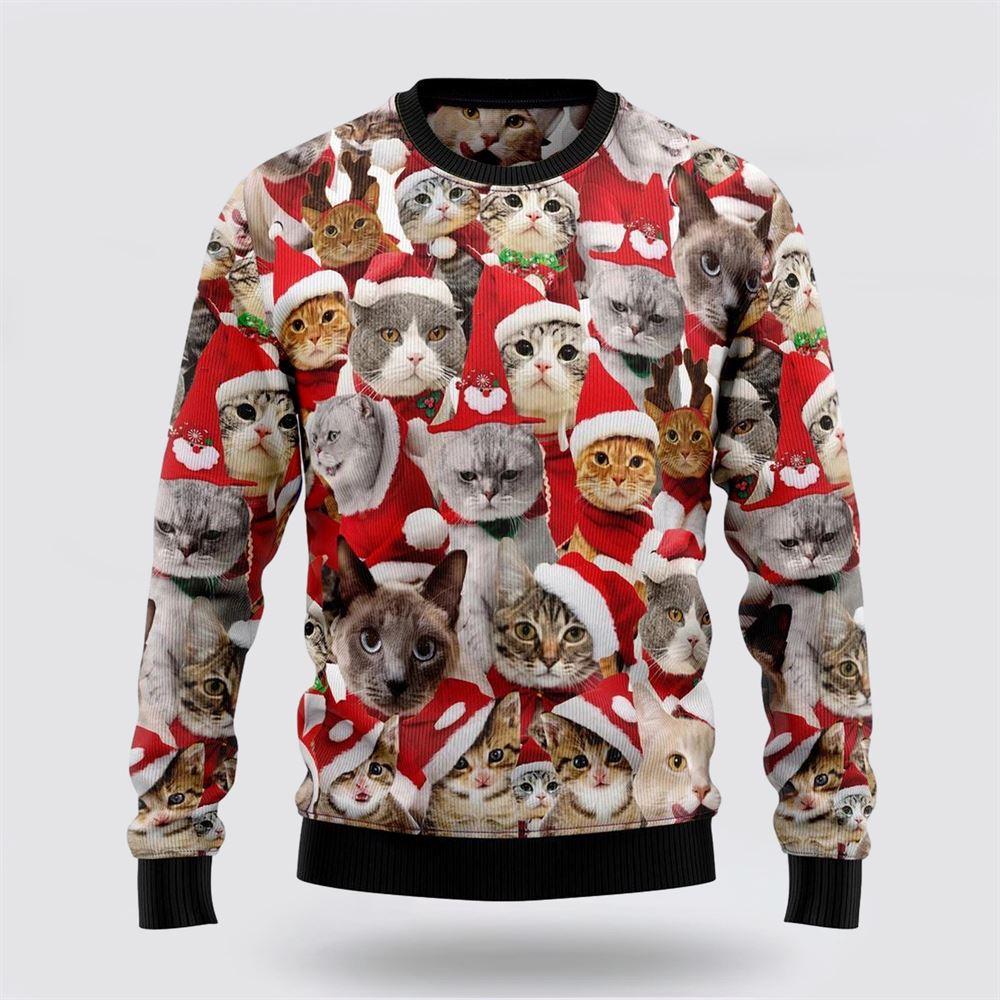 Lovely Cats Ugly Christmas Sweater – Cat Lover Christmas Sweater