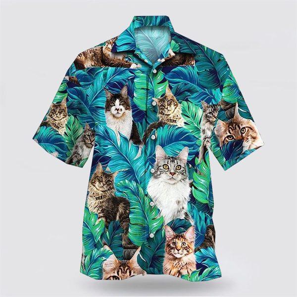 Maine Coon Cat In The Green Tropic Hawaiin Shirt – Gifts For Pet Lover