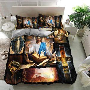 Maria Cross Lion Of Christian Quilt Bedding Set Christian Gift For Believers 2 kytljt.jpg