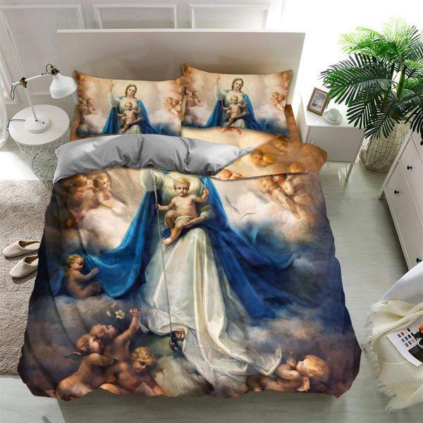 Maria Of God Christian Quilt Bedding Set – Christian Gift For Believers