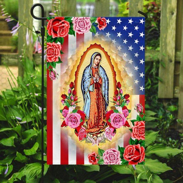 Mary, Mother of Jesus. Our Lady of Guadalupe American Flag – Christmas Flag Outdoor Decoration