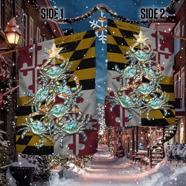Maryland Flag Blue Crab Christmas – Christmas Flag Outdoor Decoration