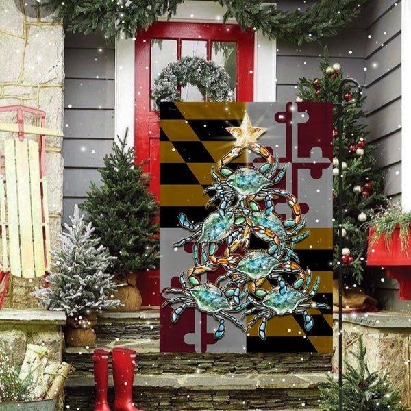 Maryland Flag Blue Crab Christmas – Christmas Flag Outdoor Decoration