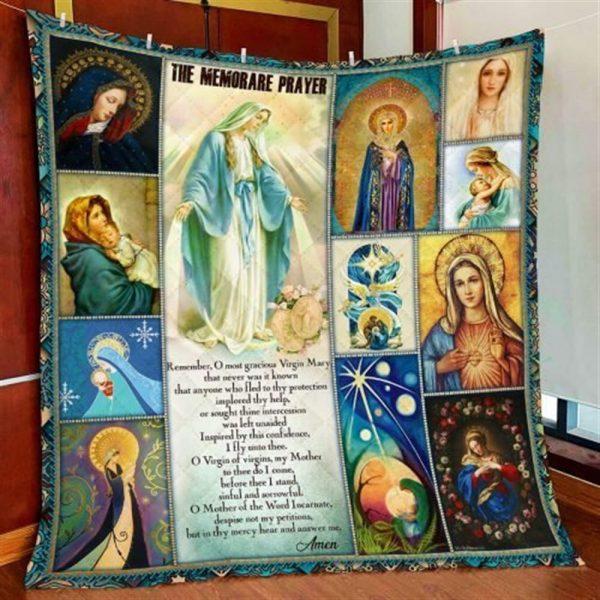 Memorare Prayer Mother Mary Christian Quilt Blanket – Christian Gift For Believers