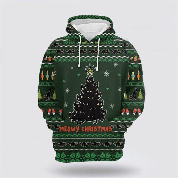 Meowy Christmas All Over Print 3D Hoodie – Cat Lover Christmas Hoodie